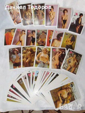 Стари Еротични карти за игра - 55 бр.   с кутийка., снимка 4 - Колекции - 47369344