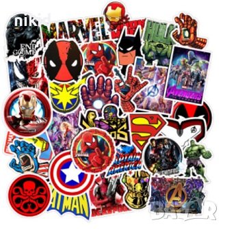 50 бр Марвел Avengers marvel Отмъстителите герои самозалепващи лепенки стикери за украса декор, снимка 4 - Други - 27820769