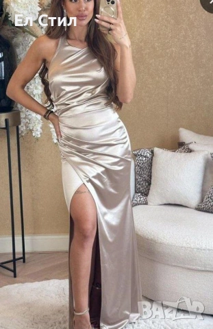 📌#Официална дълга сатенена #рокля 95% сатен 5% ликра Производител: Италия Хс С М Л 47 евро Еконт, снимка 4 - Рокли - 53472063