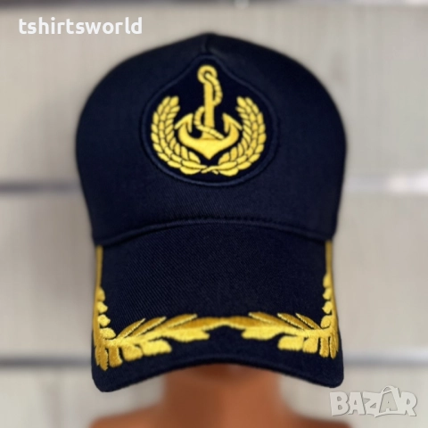 Нова шапка с козирка с Котва, тип Капитанска шапка, снимка 4 - Шапки - 51605601