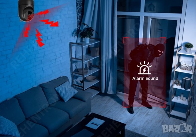 Камера за видеонаблюдение, wifi камера IP, охранителна камера, Бебефон, въртяща с микрофон, V380 pro, снимка 11 - IP камери - 38221216