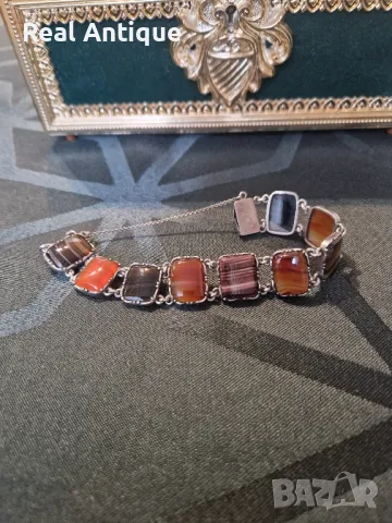 Уникална изключително красива антикварна сребърна гривна , снимка 1