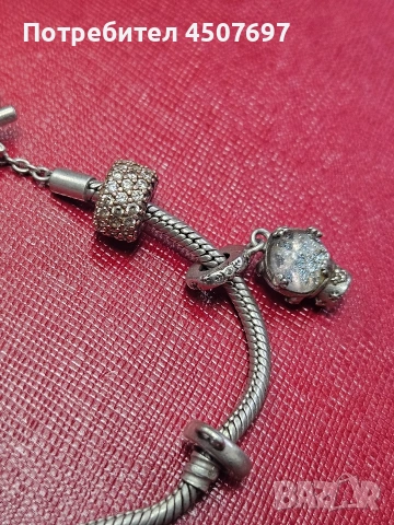 Сребърна гривна Пандора, снимка 3 - Бижутерийни комплекти - 53029679