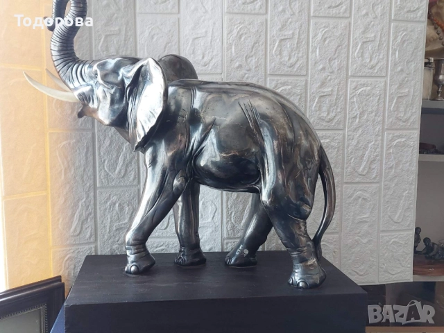 Огромна сребърна фигура на слон.Сребро 800, снимка 14 - Антикварни и старинни предмети - 52181423