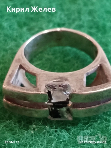 Сребърен пръстен с два камъка ТИ и АЗ масивен майсторска изработка 24873, снимка 4 - Пръстени - 52909374