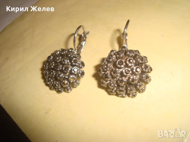 ПОСРЕБРЕНИ ФЛОРАЛНИ СКЪПОЦЕННИ АР НУВО ОБЕЦИ с МНОГО ФАСЕТИРАНИ МАРКАЗИТИ 26783, снимка 5 - Обеци - 34999413