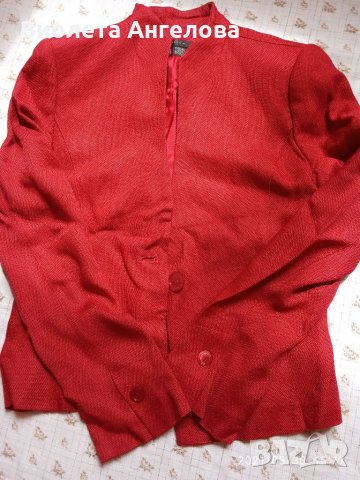 Червено ленено сако, снимка 17 - Сака - 25854578