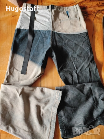 Baggy Casual Loose Fit Jeans дънки панталони карго двойни черно каки дизайн Rick Owens размер 32-34, снимка 2 - Дънки - 52689067