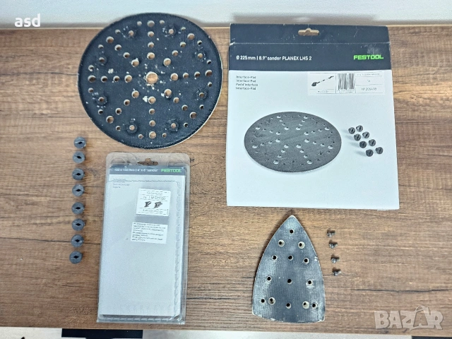 Festool употребявани подложки за жираф Planex LXS 2 и делта шлайф DTS 400; DTSC 400