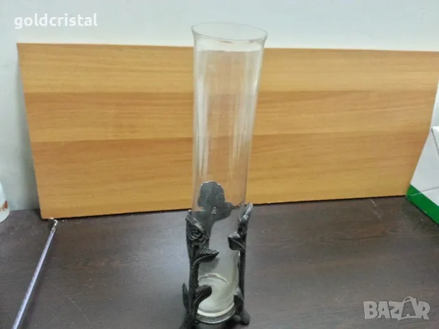 стара ваза стъкло и метал , снимка 4 - Антикварни и старинни предмети - 48936734