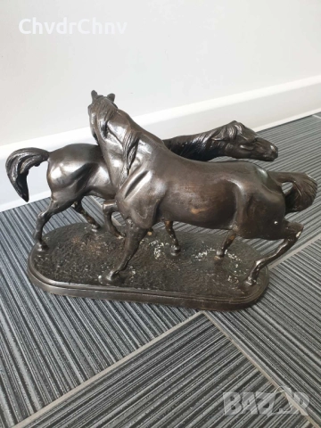 30см-4кг Mene статуетка-композиция/стара френска бронзова скулптура/фигура на коне, снимка 2 - Статуетки - 52804303