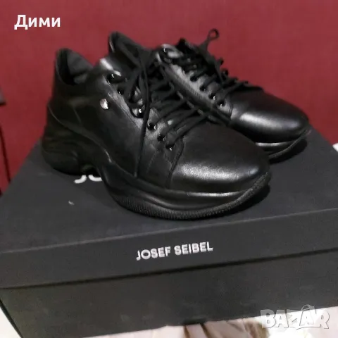 Черни маратонки от телешка кожа с кристал, снимка 2 - Маратонки - 47576998