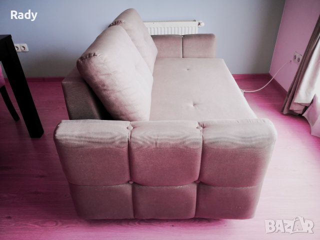 Разтегателен диван с подлакътници, цвят сив, снимка 3 - Дивани и мека мебел - 43325598