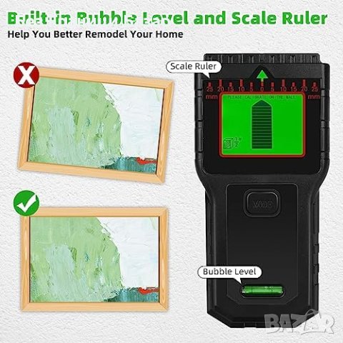 Нов 8 в 1 Стенен Скенер Детектор с LCD - Идеален за Дърво, Метал, Тръби, снимка 5 - Друга електроника - 43267373