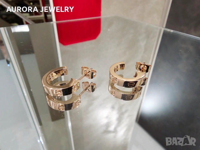 CARTIER Love Rose Gold Hoop Дамски Обеци, снимка 3 - Обеци - 53054321