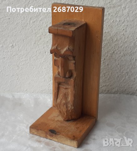 Голям стар дървен ограничител за книги, фигура, дърворезба Bookend, снимка 2 - Статуетки - 36611632