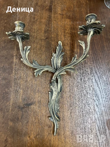 Масивен месингов свещник Богата орнаментика  