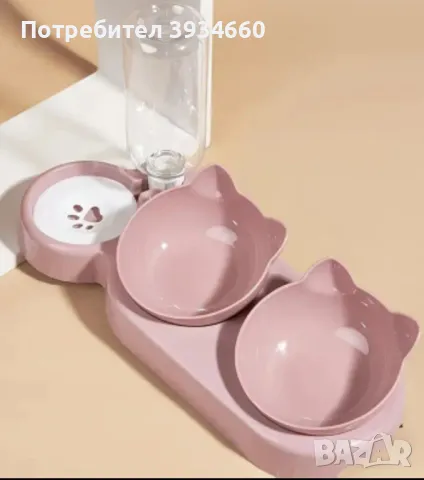 Наклонени купи за храна и диспенсер, снимка 1