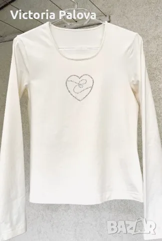 LUXURY блуза със стрази ESKADA  трикотажен памук, снимка 2 - Блузи с дълъг ръкав и пуловери - 48317664