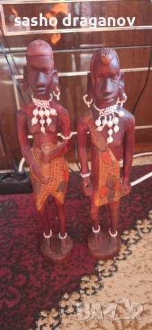 2 ръчно изработени африкански дърворезби, снимка 3 - Колекции - 52258276
