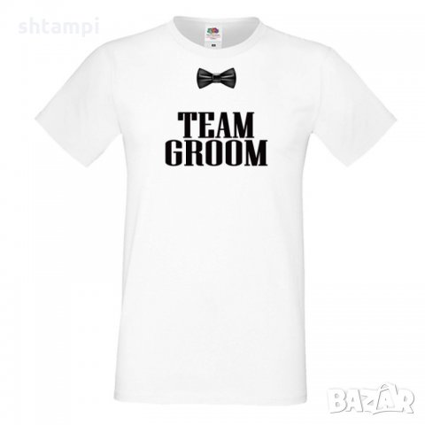 Мъжка тениска за ергенско парти TEAM GROOM bowtie за отбора на младоженеца
