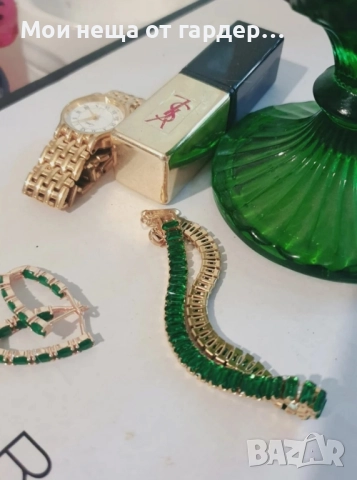 Гривна с кристали емералд .По голям размер, снимка 5 - Гривни - 52171367