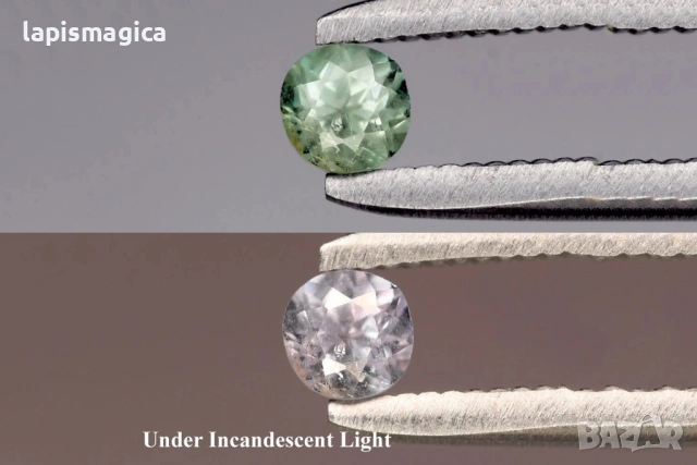 Естествен зелен александрит 0.16ct 2.7mm кръгла шлифовка