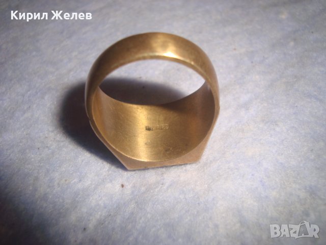 СТАР ПОЗЛАТЕН БРОНЗОВ РЕТРО АРТ ДЕКО ПРЪСТЕН с ПЕЧАТИ 18К 750 за КОЛЕКЦИЯ МАЙСТОРСКА ИЗРАБОТКА 24253, снимка 12 - Антикварни и старинни предмети - 37395524