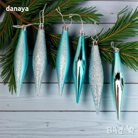 6211 Коледни играчки за елха Висулки, 6 броя