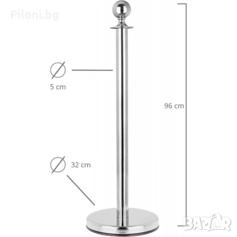 Комплект два сребристи ограничителни пилона със синьо усукано въже, снимка 4 - Друго търговско оборудване - 52811201