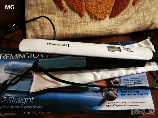 Преса за коса Remington Shine Therapy S8500, 230 градуса, LCD, Бяла