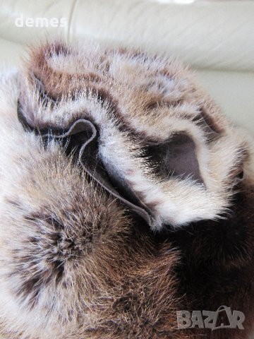  Елегантна кожена дамска шапка от норка, нова, снимка 3 - Шапки - 27604528