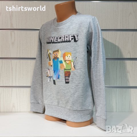 Нова детска ватирана блуза с дълъг ръкав Minecraft (Майнкрафт) в сив цвят, снимка 4 - Детски Блузи и туники - 38507153