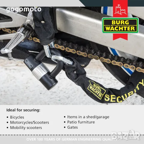 Верига за катинар,ИСТИНСКА, ЯКА, 100% истински хард МОТО вериги Burg-Wächter, ABUS original за мотор, снимка 8 - Аксесоари и консумативи - 47486193