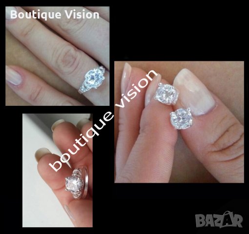 Ново! Сребърен комплект пръстен + обеци