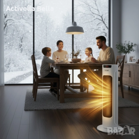 Вертикален керамичен отоплител с дистанционно и защита от прегряване, снимка 6 - Отоплителни печки - 52584922