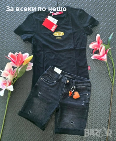 Дамски Летен Комплект Потник Diesel И Къси Дънки👚🩳Дамски Къс Екип Код VL-107, снимка 2 - Комплекти - 50916772