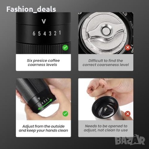 Нова Черна алуминиева ръчна кафемелачка Дом Офис Къминг, снимка 6 - Други стоки за дома - 42986725