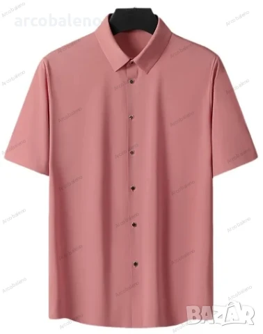 Мъжка риза с къс ръкав от лек леден копринен материал, 5цвята , снимка 10 - Ризи - 50473101