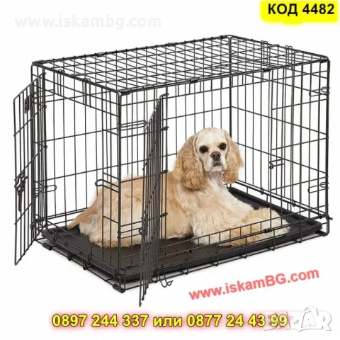 Сгъваема метална клетка за малки кучета и котки – 60x46x51 см - КОД 4482, снимка 6 - Други стоки за животни - 50092091