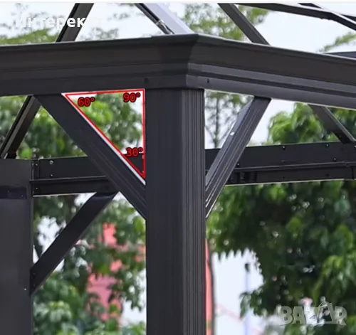 Градинска алуминиева шатра комплект със завеси и комарници  беж, снимка 6 - Други - 49267564