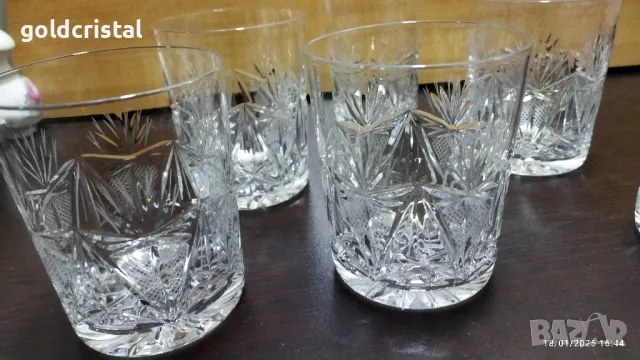 Стар български кристал чаши за уиски , снимка 3 - Антикварни и старинни предмети - 48732068
