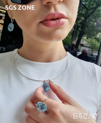 СРЕБЪРНИ ОБЕЦИ СУПЕР МОДЕЛЬ с TOPAZ SWISS , снимка 10 - Обеци - 51219006