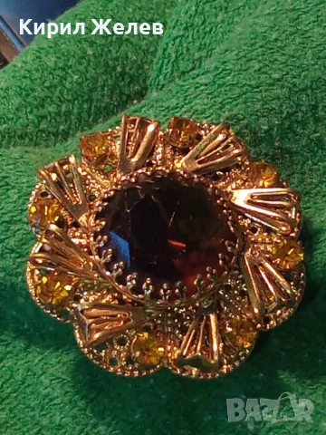 ВЕЛИКОЛЕПНА СТАРИННА СКЪПОЦЕННА ПОЗЛАТЕНА ФИЛИГРАННА МЕДНА БРОШКА ЦВЕТЕ с ОГРОМЕН ЦИТРИН 74211, снимка 16 - Антикварни и старинни предмети - 46233000