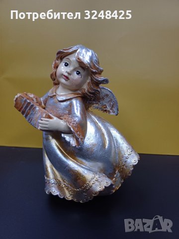 Ангел  ГОЛЯМ от висококачествен полирезин ,  цвят- меланж от сребро, мед, злато., снимка 3 - Статуетки - 43214419