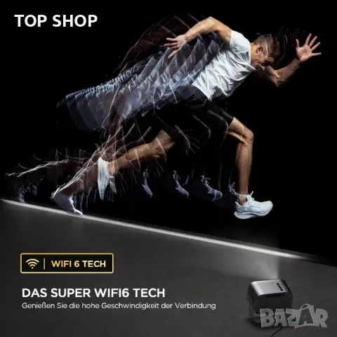 Висококачествен Проектор Jimveo 1080p Full HD  WiFi 6 и Bluetooth 5.2 Преносим проектор, снимка 7 - Плейъри, домашно кино, прожектори - 49049650