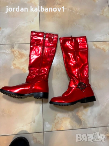 Подарявам - дамски червени лачени ботуши Елиза Eliza номер 36 стелка 23см. ток 3см., снимка 3 - Дамски ботуши - 53598657