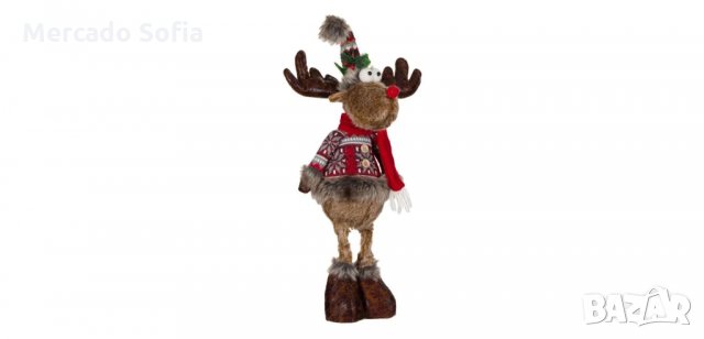 Коледен декоративен елен с жилетка, 56см , снимка 2 - Декорация за дома - 34743829