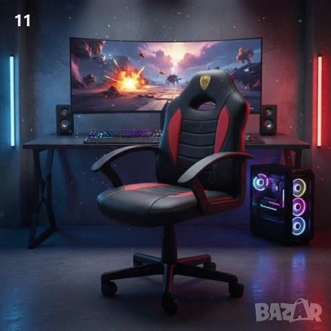 Детски геймърски офис стол – Спортен дизайн, ергономичен и регулируем