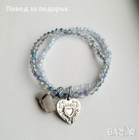 Дамски блестящи гривни с естествен кварц , снимка 3 - Гривни - 53040780